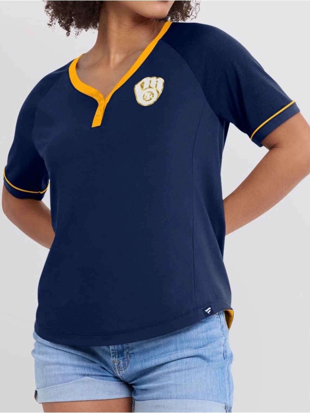 Milwaukee Brewers Fanatics Women's League Diva Star Raglan V-Neck shirt plus siz